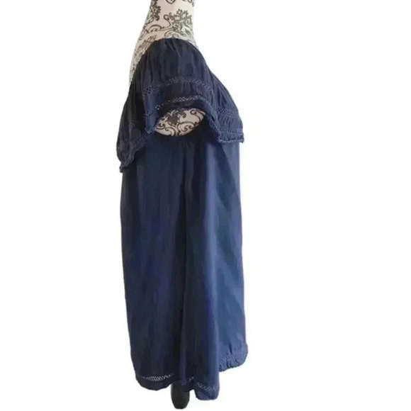 Aritzia Wilfred Emmie Dress Dark Romantic Womens S Navy Broderie Prairie Boho - Picture 6 of 12